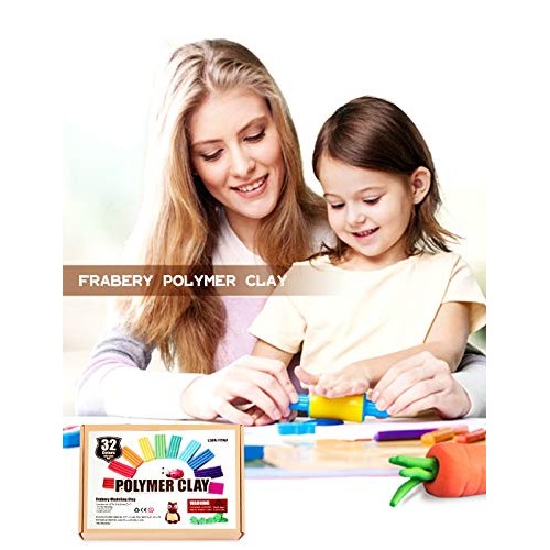FRABERY Polymer Clay 32 Colors, Non-Toxic Oven Bake Clay, Glossy M...
