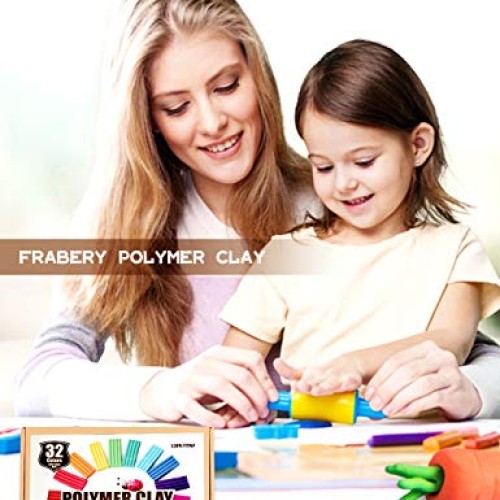 FRABERY Polymer Clay 32 Colors, Non-Toxic Oven Bake Clay, Glossy M...