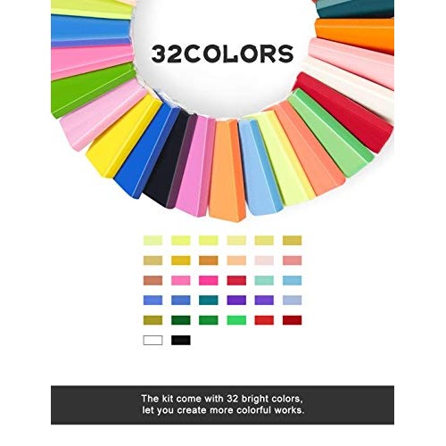 FRABERY Polymer Clay 32 Colors, Non-Toxic Oven Bake Clay, Glossy M...