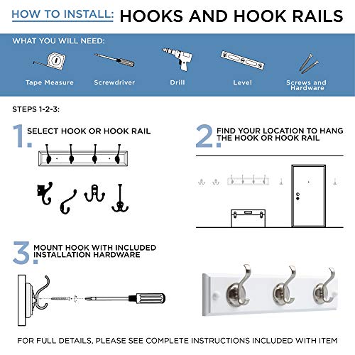 Franklin Brass Coat and Hat Hook Wall Hooks Single Pack, Satin Nic...