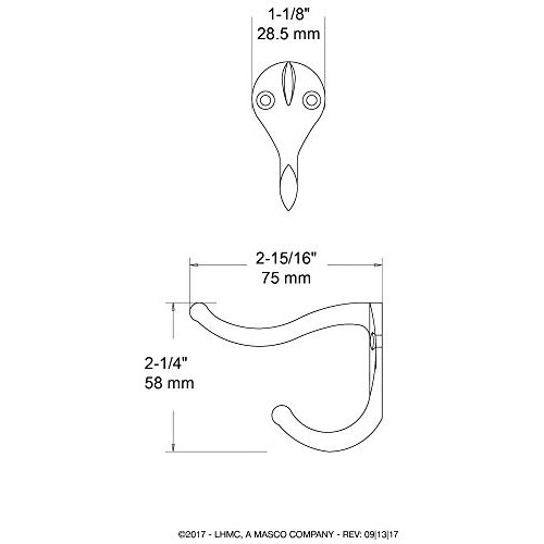 Franklin Brass Coat and Hat Hook Wall Hooks Single Pack, Satin Nic...
