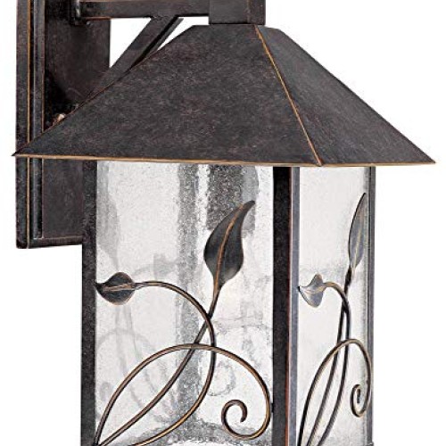 French Garden Country Cottage Outdoor Wall Fixture Bronze Leaf and...