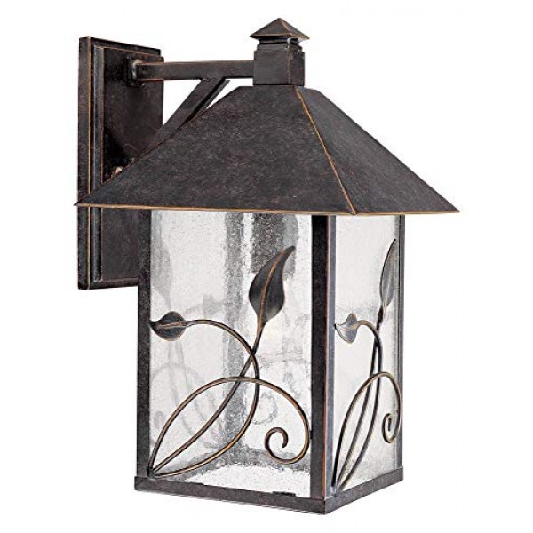 French Garden Country Cottage Outdoor Wall Fixture Bronze Leaf and...