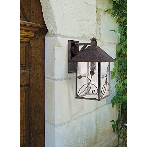 French Garden Country Cottage Outdoor Wall Fixture Bronze Leaf and...