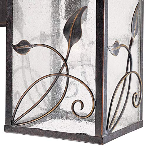 French Garden Country Cottage Outdoor Wall Fixture Bronze Leaf and...