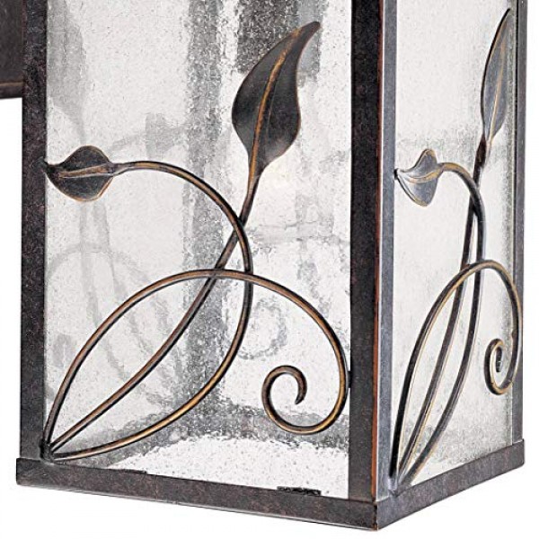 French Garden Country Cottage Outdoor Wall Fixture Bronze Leaf and...