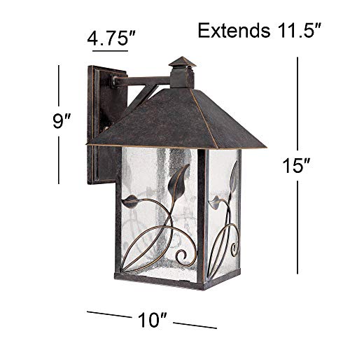 French Garden Country Cottage Outdoor Wall Fixture Bronze Leaf and...