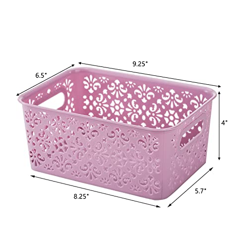 Frcctre 8 Pack Plastic Storage Baskets with Handle, Portable Hollo...