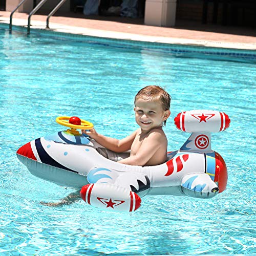 Free Swimming Baby Inflatable Airplane Swimming Float Seat Boat Po...