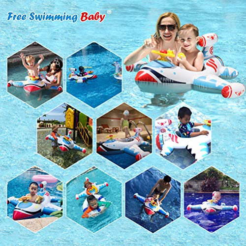 Free Swimming Baby Inflatable Airplane Swimming Float Seat Boat Po...