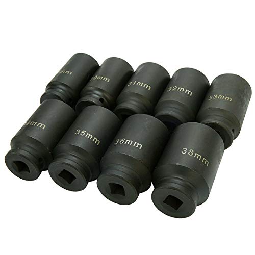 Freeby-US 9pcs Deep Impact Socket Set 1/2 Drive Metric Axle Hub ...