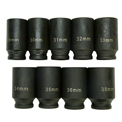 Freeby-US 9pcs Deep Impact Socket Set 1/2 Drive Metric Axle Hub ...