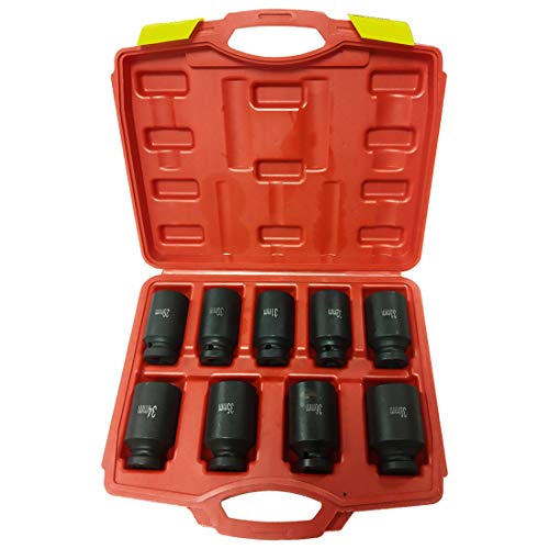 Freeby-US 9pcs Deep Impact Socket Set 1/2 Drive Metric Axle Hub ...