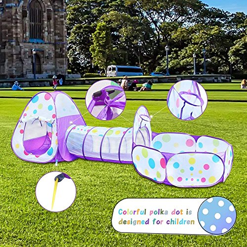 freecorner Kids Play Tent, Polka Dot 3-in-1 Folding Children Play ...