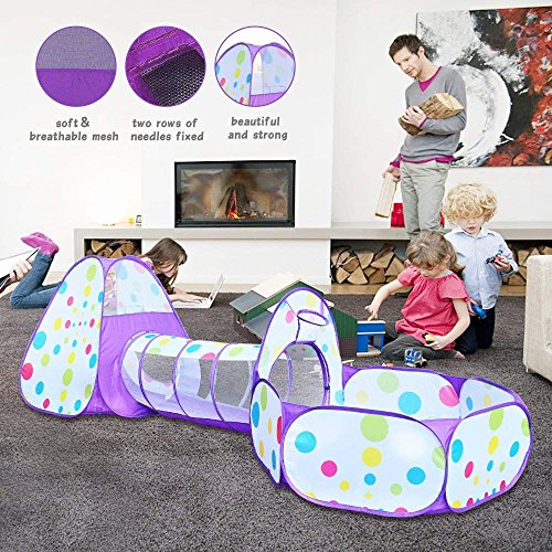 freecorner Kids Play Tent, Polka Dot 3-in-1 Folding Children Play ...
