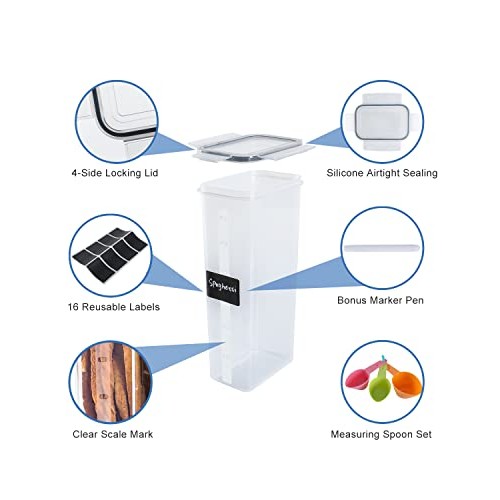 Airtight Food Storage Containers with Lids, Clear Pantry Canister ...