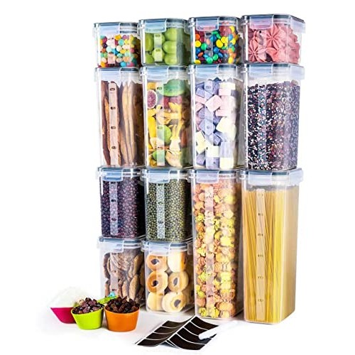 Airtight Food Storage Containers with Lids, Clear Pantry Canister ...