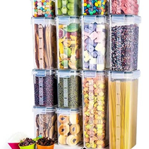 Airtight Food Storage Containers with Lids, Clear Pantry Canister ...