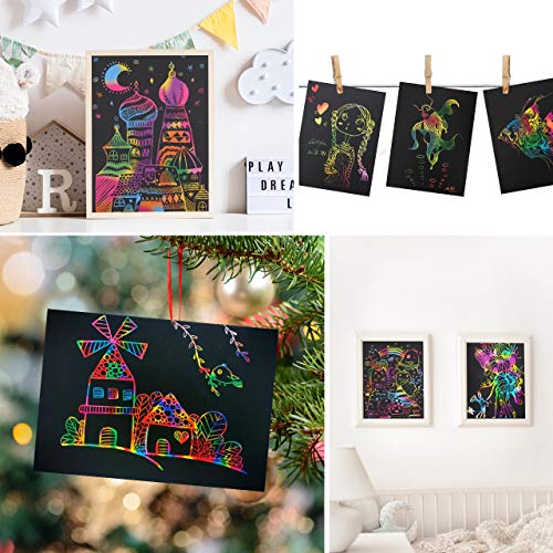 Fricon Scratch Paper Art Set for Kids, Arts and Crafts for Kids Ar...