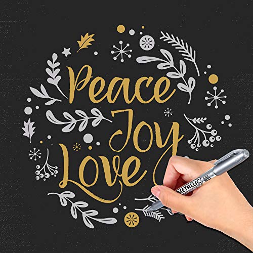 Gold and Silver Metallic Marker Pens, Metallic Permanent Markers S...