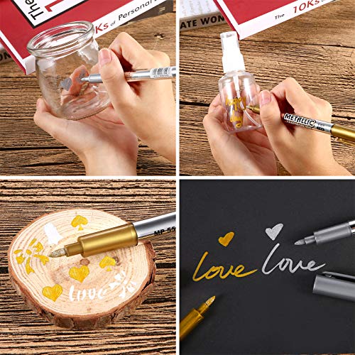 Gold and Silver Metallic Marker Pens, Metallic Permanent Markers S...