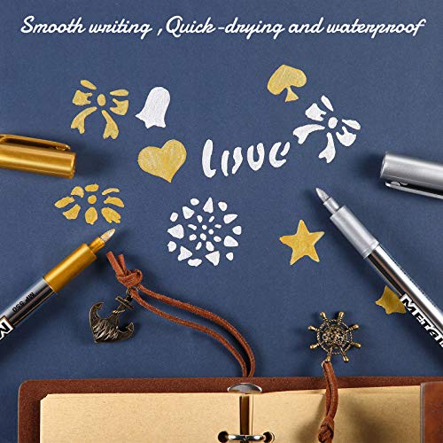 Gold and Silver Metallic Marker Pens, Metallic Permanent Markers S...