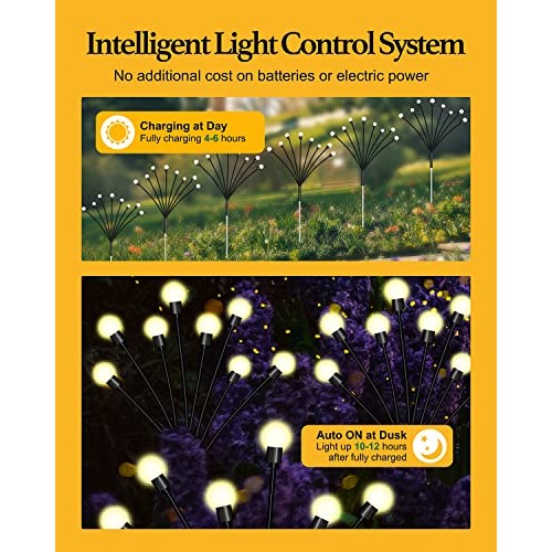 FRNYFREL 6 Pack Solar Garden Lights, 8 LED Firefly Lights Solar Ou...