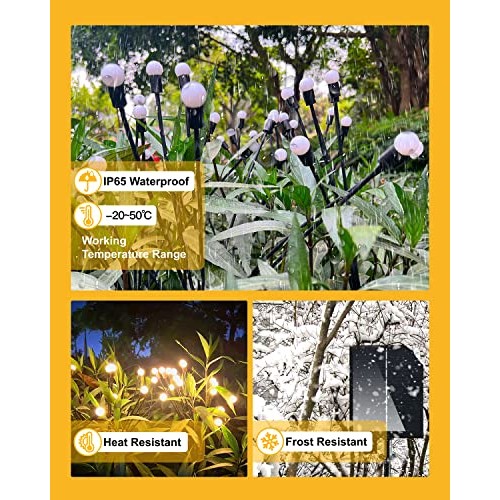 FRNYFREL 6 Pack Solar Garden Lights, 8 LED Firefly Lights Solar Ou...
