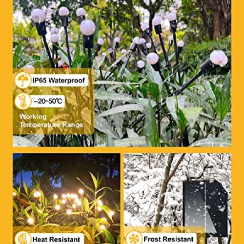 FRNYFREL 6 Pack Solar Garden Lights, 8 LED Firefly Lights Solar Ou...