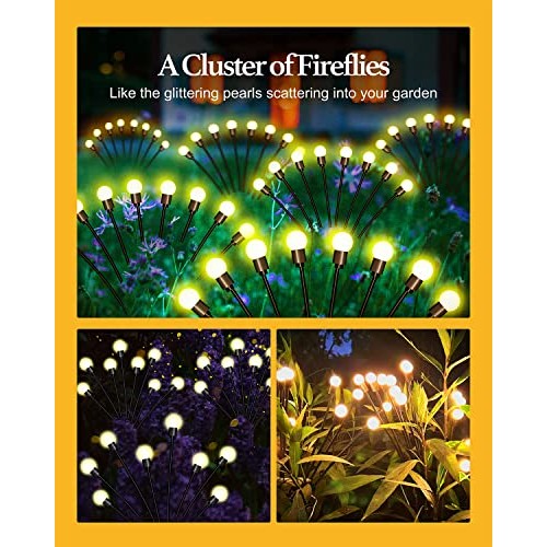 FRNYFREL 6 Pack Solar Garden Lights, 8 LED Firefly Lights Solar Ou...