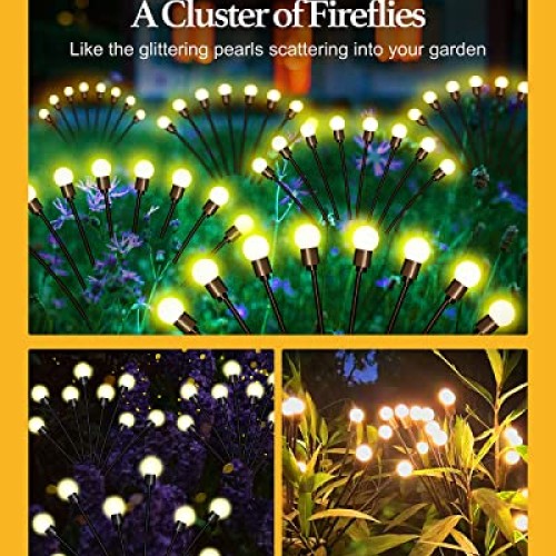 FRNYFREL 6 Pack Solar Garden Lights, 8 LED Firefly Lights Solar Ou...