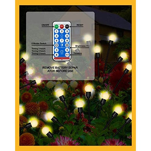 FRNYFREL 6 Pack Solar Garden Lights, 8 LED Firefly Lights Solar Ou...
