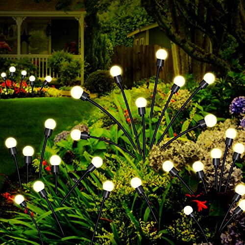 FRNYFREL 6 Pack Solar Garden Lights, 8 LED Firefly Lights Solar Ou...