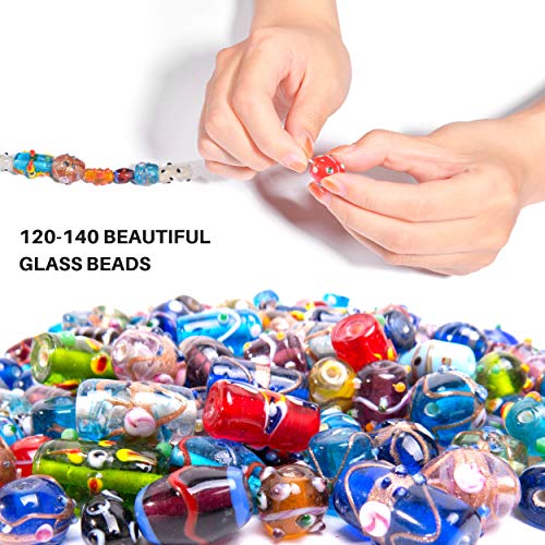 Glass Beads for Jewelry Making Supplies for Adults, 120-140 Pcs Bu...