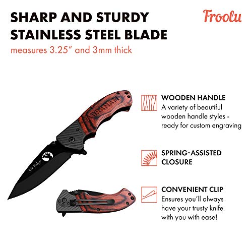 Custom Engraved Pocket Knife - Fishing, Camping, Hunting Knife - P...