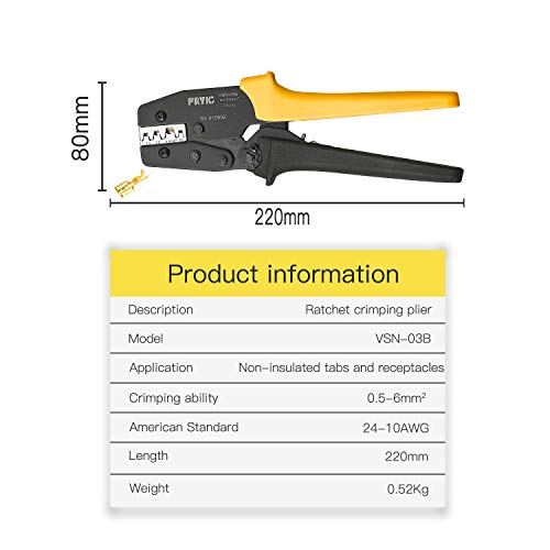 Fryic Ratchet Crimping Plier VSN-03B Used for 24-10 AWG Similar t...