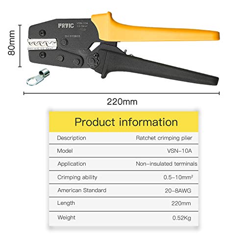 Fryic Ratchet Crimping Plier VSN-10A Used for 20-8 AWG Similar to...