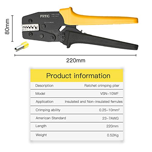 Fryic Ratchet Crimping Plier VSN-10WF Used for 23-7 AWG Similar t...