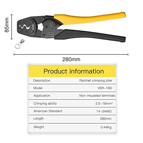 Fryic Ratchet Terminal Crimping Tool VSR-16D Used for 14-2 AWG Si...