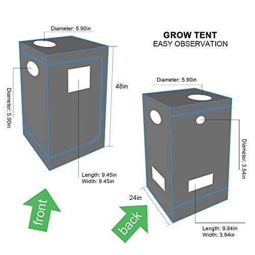 24 x 24 x 48 Indoor Plant Grow Tent Complete Kit, Hydroponics T...