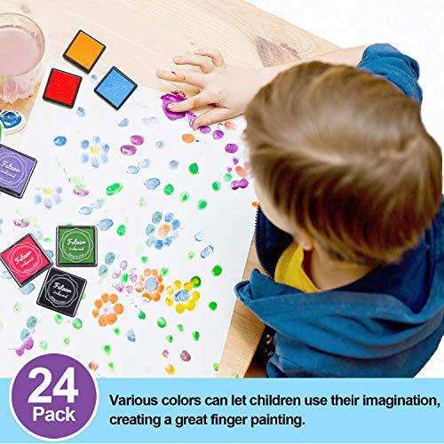 Fstaor Finger Washable Ink Pads for Kids, 24 Pack Craft Ink Pad fo...