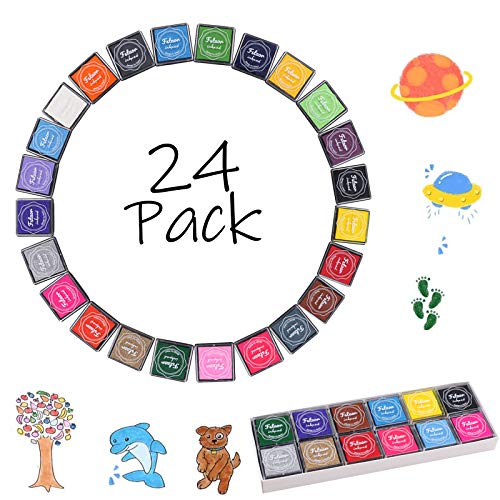 Fstaor Finger Washable Ink Pads for Kids, 24 Pack Craft Ink Pad fo...