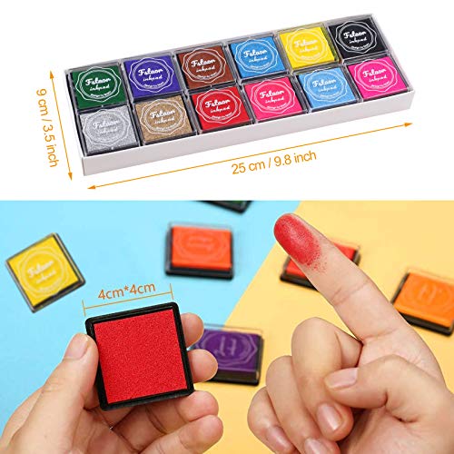 Fstaor Finger Washable Ink Pads for Kids, 24 Pack Craft Ink Pad fo...