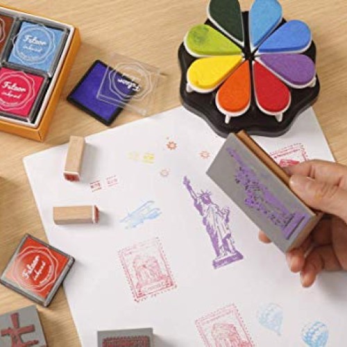 Fstaor Finger Washable Ink Pads for Kids, 24 Pack Craft Ink Pad fo...