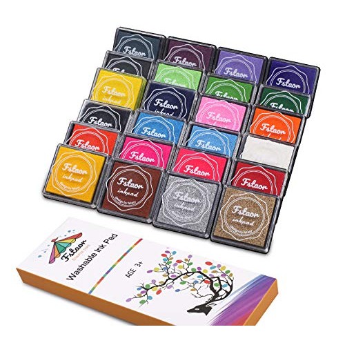 Fstaor Finger Washable Ink Pads for Kids, 24 Pack Craft Ink Pad fo...