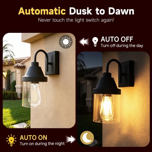 Dusk to Dawn ST64 Edison Light Bulbs Outdoor, 60W Equivalent 4 Pack