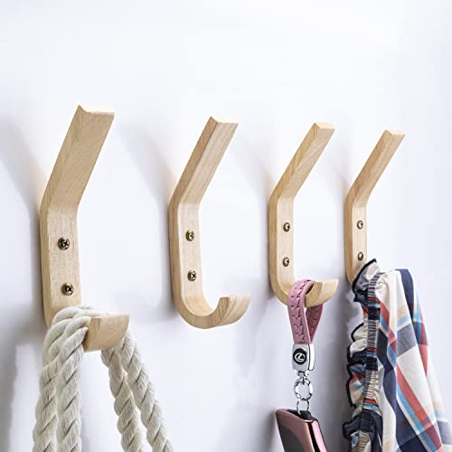 Fujinzhu Wood Hooks Wall Mounted,Decorative Natural Wood Coat Hang...