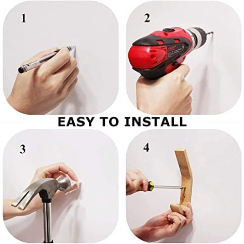Fujinzhu Wood Hooks Wall Mounted,Decorative Natural Wood Coat Hang...