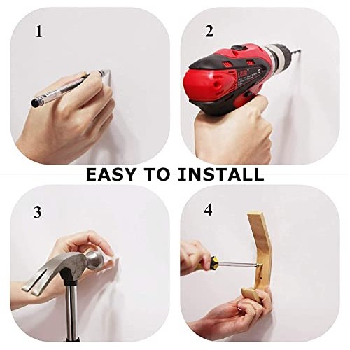 Fujinzhu Wood Hooks Wall Mounted,Decorative Natural Wood Coat Hang...
