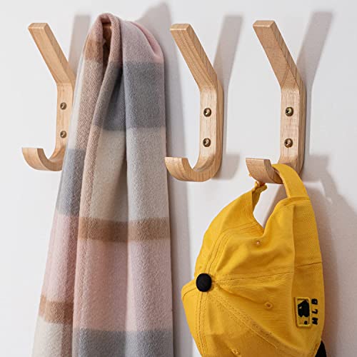 Fujinzhu Wood Hooks Wall Mounted,Decorative Natural Wood Coat Hang...
